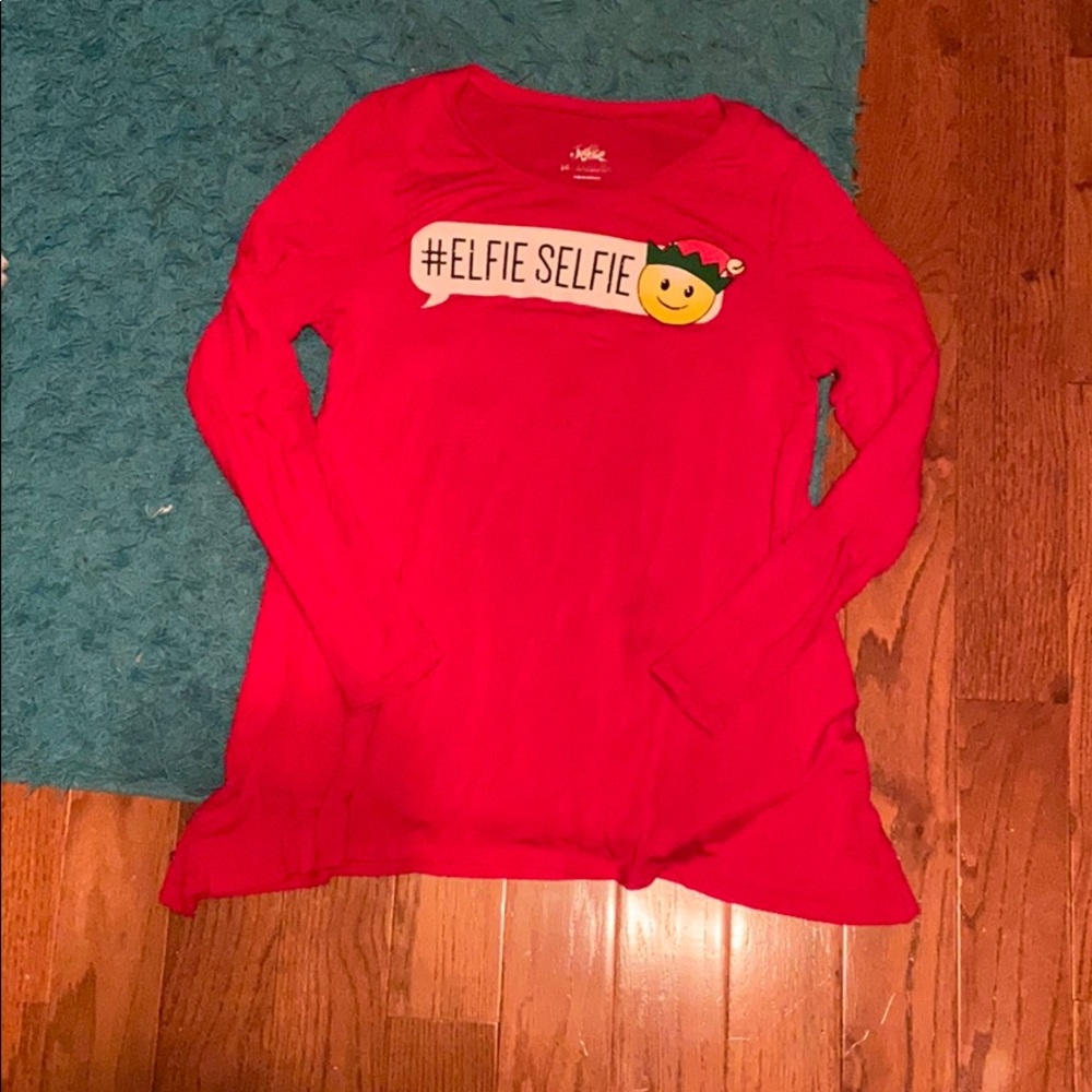red long sleeve soft and stretchy christmas shirt